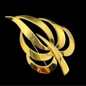 VTG Napier Openwork Palm Leaf Brooch NWOT